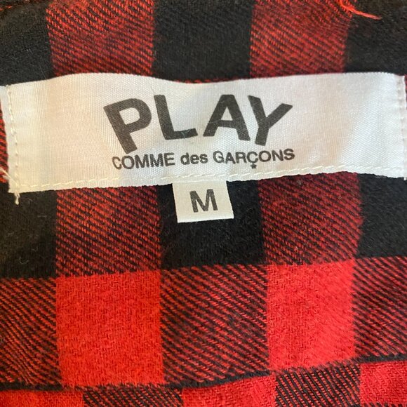 comme des garcons play cdg flannel red Sz M made in Japan - Picture 8 of 8